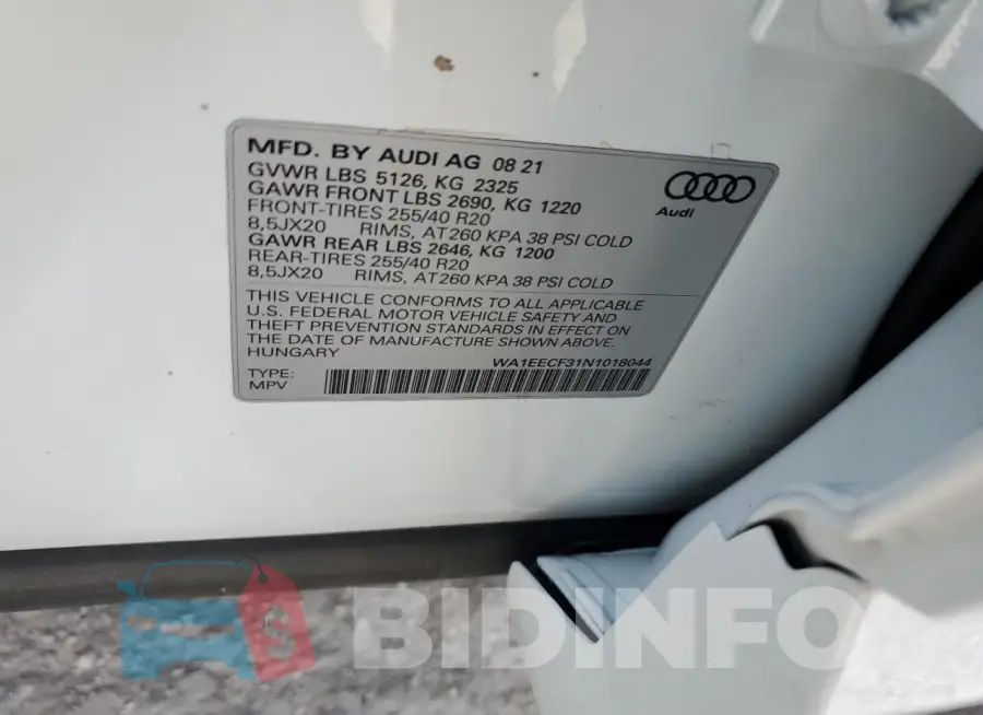 WA1EECF31N1018044 Photo# 14