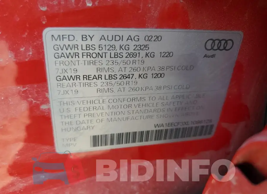 WA1EECF3XL1086128 Photo# 14
