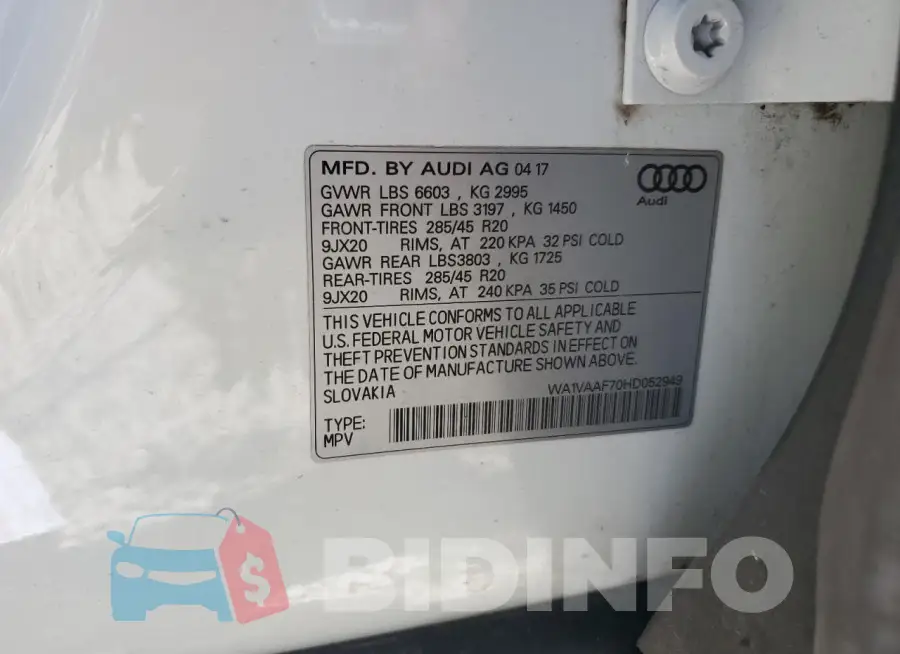 WA1VAAF70HD052949 Photo# 14