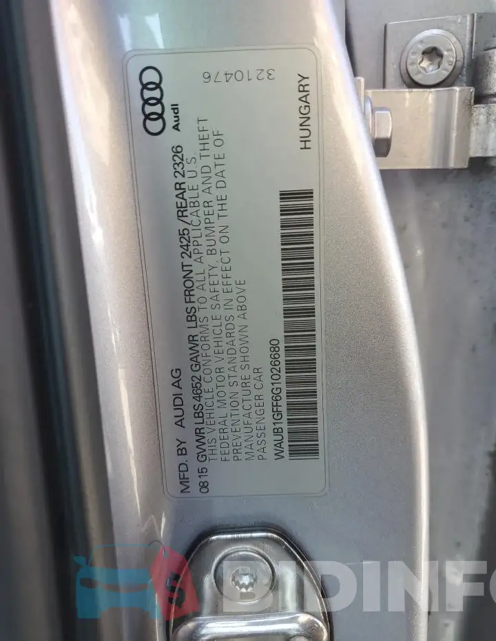 WAUB1GFF6G1026680 Photo# 12