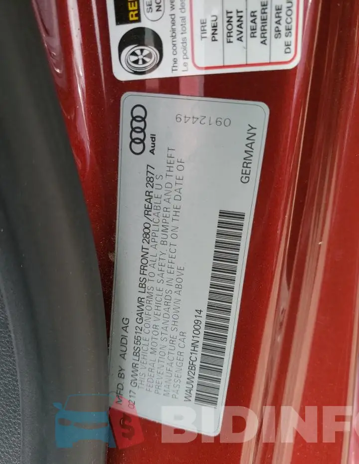 WAUW2BFC1HN100914 Photo# 12