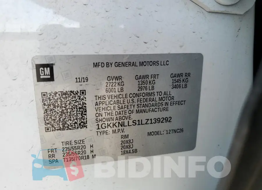 1GKKNLLS1LZ139292 Photo# 12