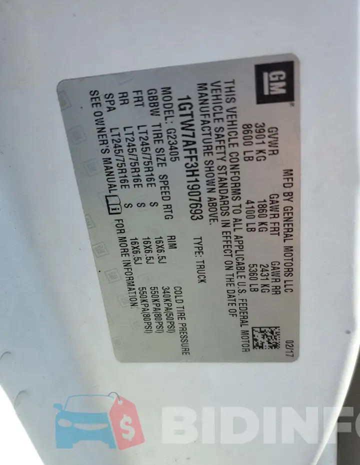 1GTW7AFF3H1907693 Photo# 13