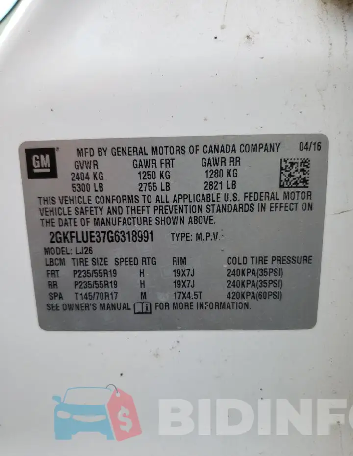 2GKFLUE37G6318991 Photo# 13
