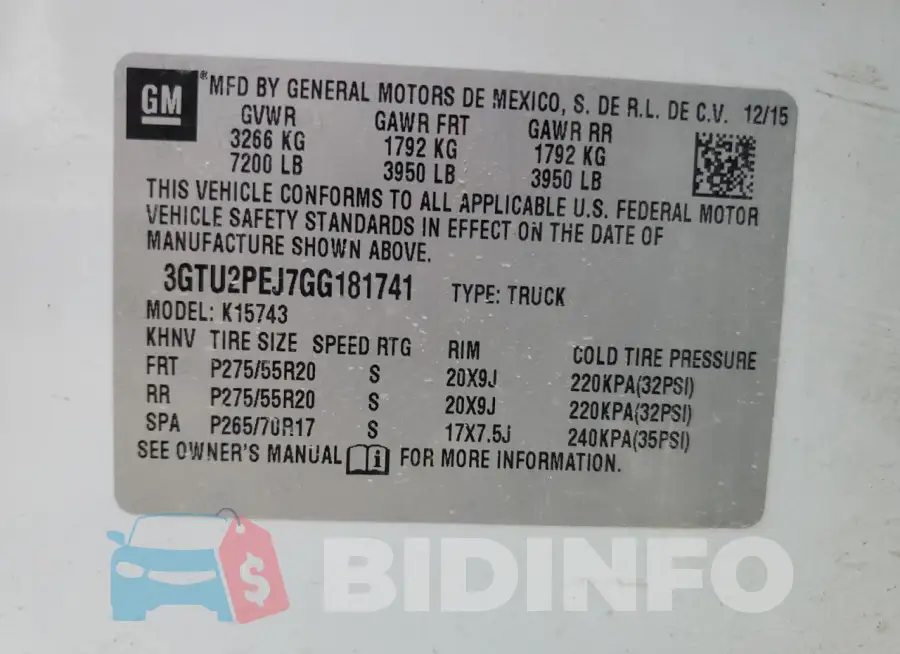 3GTU2PEJ7GG181741 Photo# 12