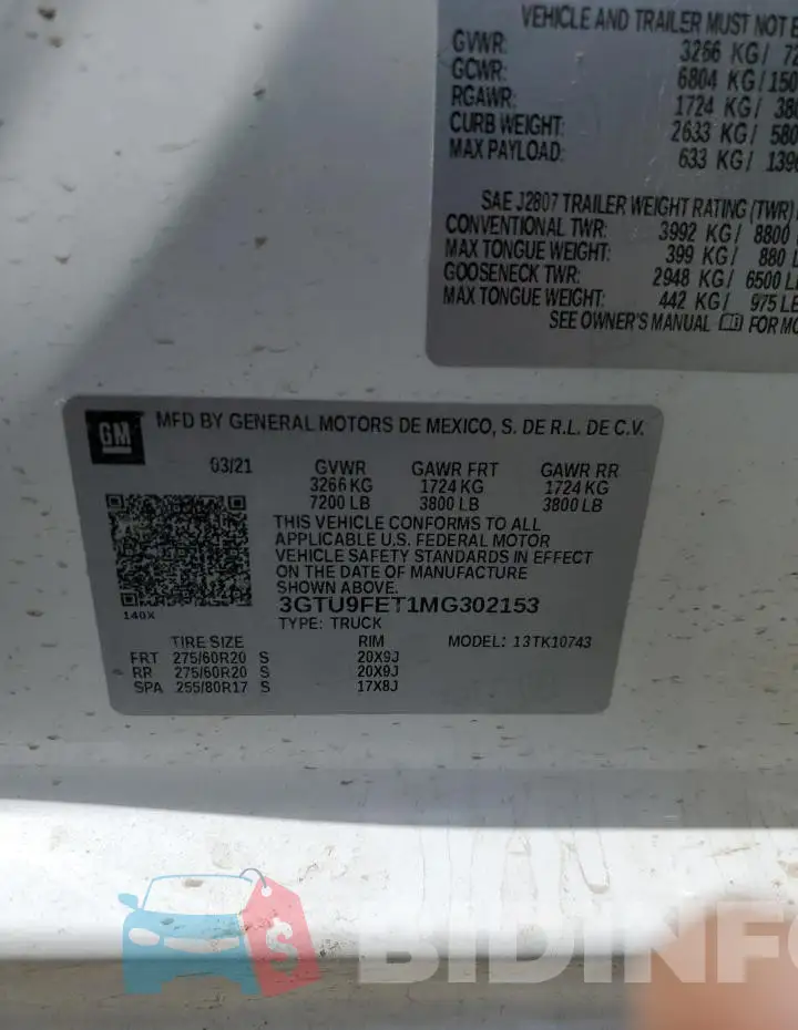 3GTU9FET1MG302153 Photo# 12