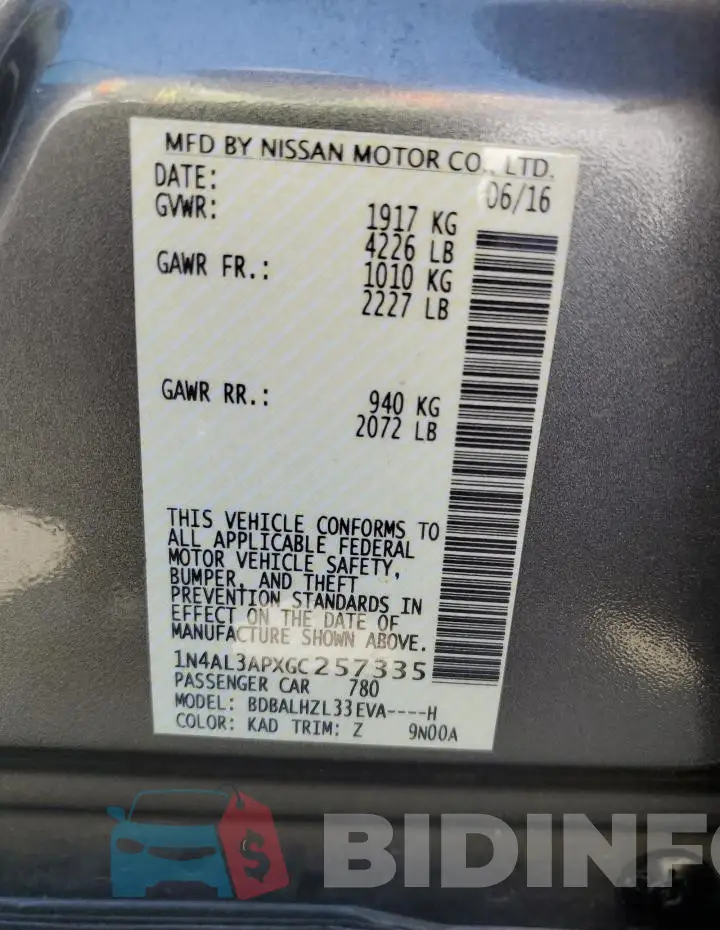 1N4AL3APXGC257335 Photo# 12