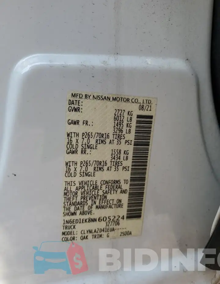 1N6ED1EK8NN605224 Photo# 12