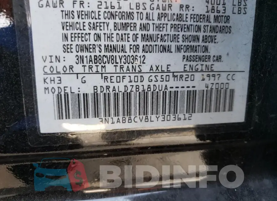 3N1AB8CV8LY303612 Photo# 13