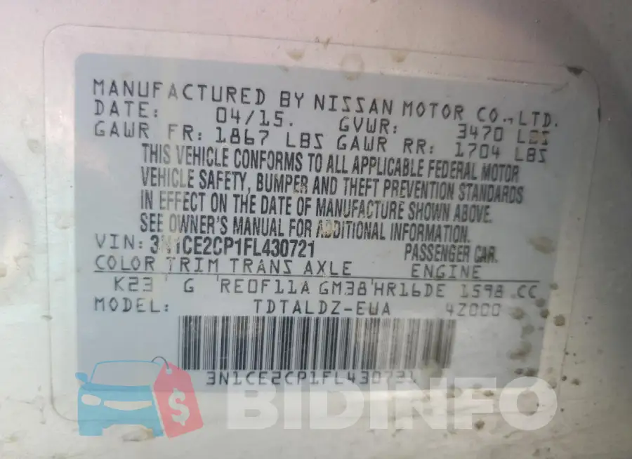3N1CE2CP1FL430721 Photo# 12