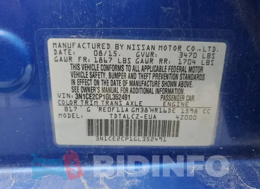 3N1CE2CP1GL352491 Photo# 12