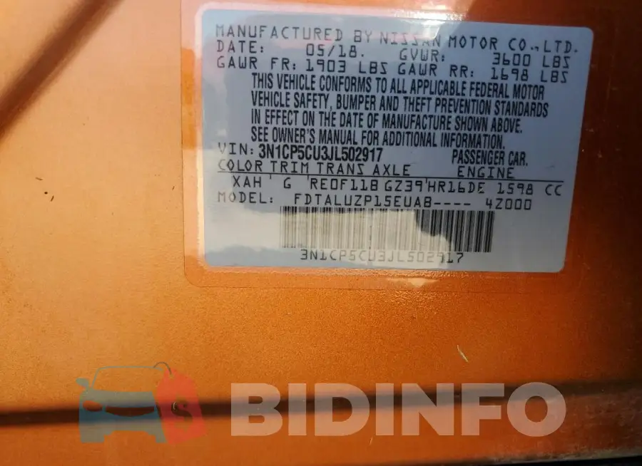 3N1CP5CU3JL502917 Photo# 13