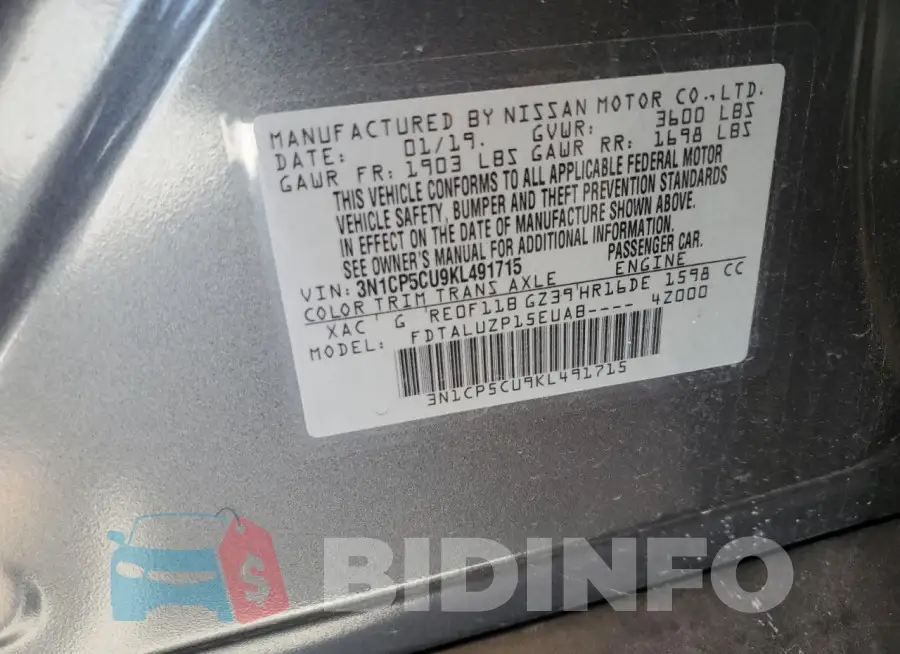 3N1CP5CU9KL491715 Photo# 13