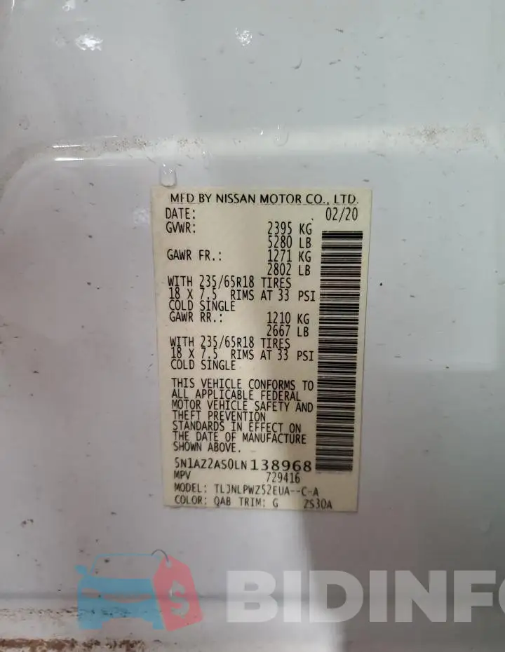5N1AZ2AS0LN138968 Photo# 14