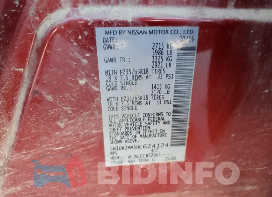 5N1DR2MM5HC624124 Photo# 14