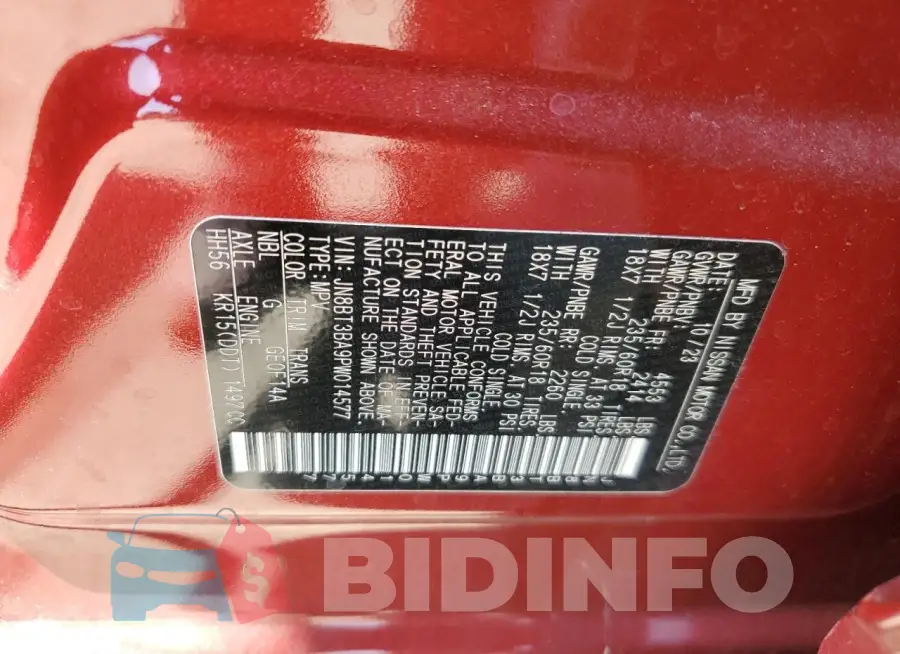 JN8BT3BA9PW014577 Photo# 14