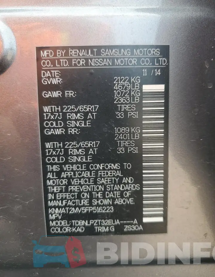 KNMAT2MV5FP516223 Photo# 14