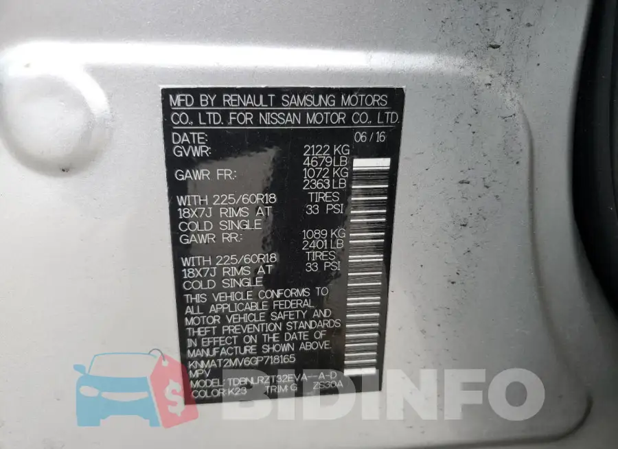 KNMAT2MV6GP718165 Photo# 12