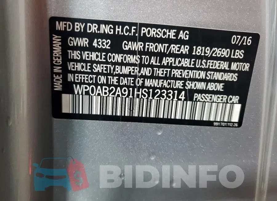 WP0AB2A91HS123314 Photo# 12