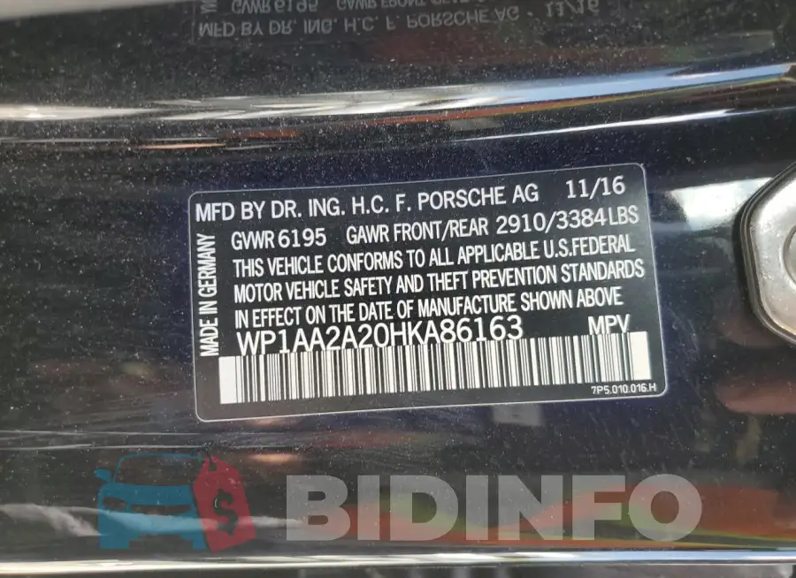WP1AA2A20HKA86163 Photo# 13