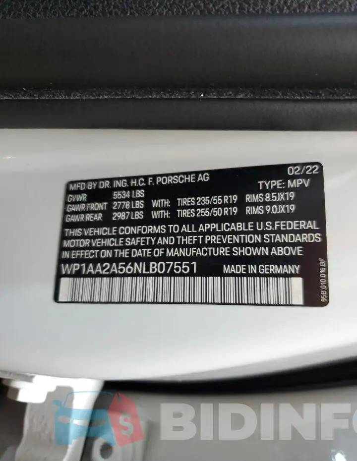 WP1AA2A56NLB07551 Photo# 13