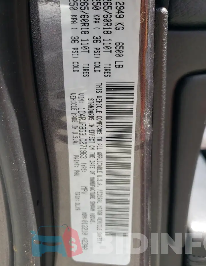 1C4RJFBG3LC271963 Photo# 14