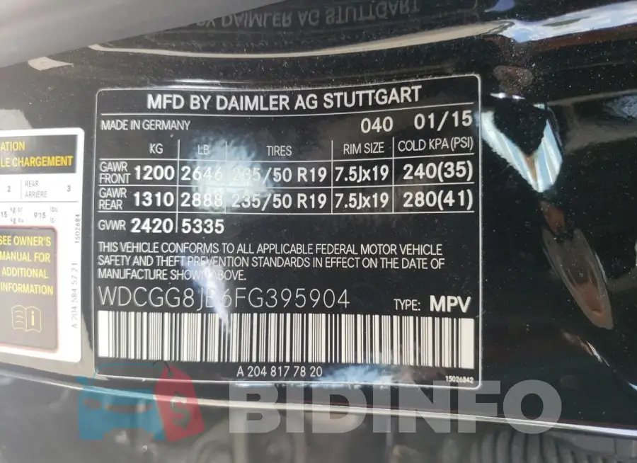 WDCGG8JB6FG395904 Photo# 14