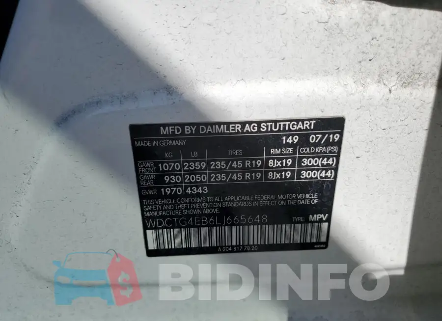 WDCTG4EB6LJ665648 Photo# 14