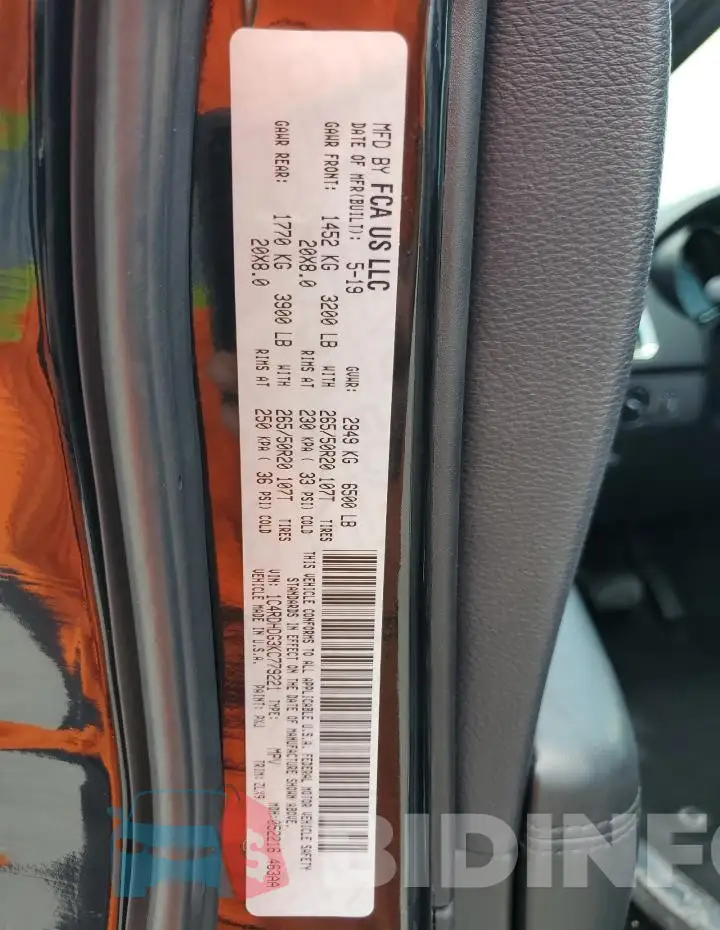 1C4RDHDG3KC779221 Photo# 14