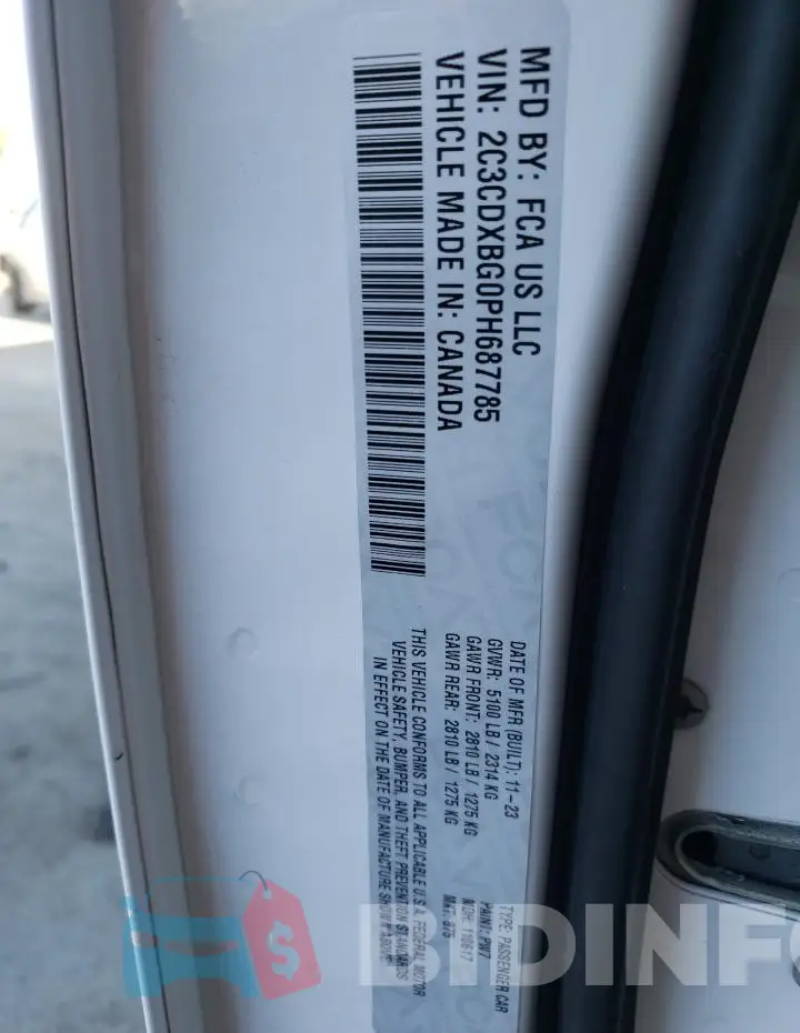 2C3CDXBG0PH687785 Photo# 13
