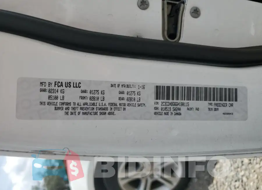 2C3CDXBG6GH180115 Photo# 12