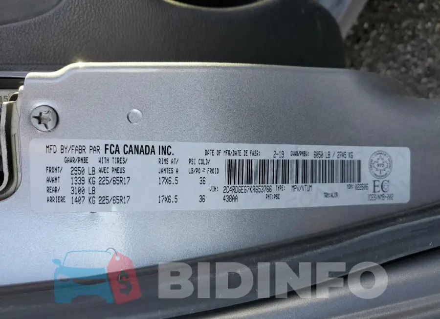 2C4RDGEG7KR653766 Photo# 13
