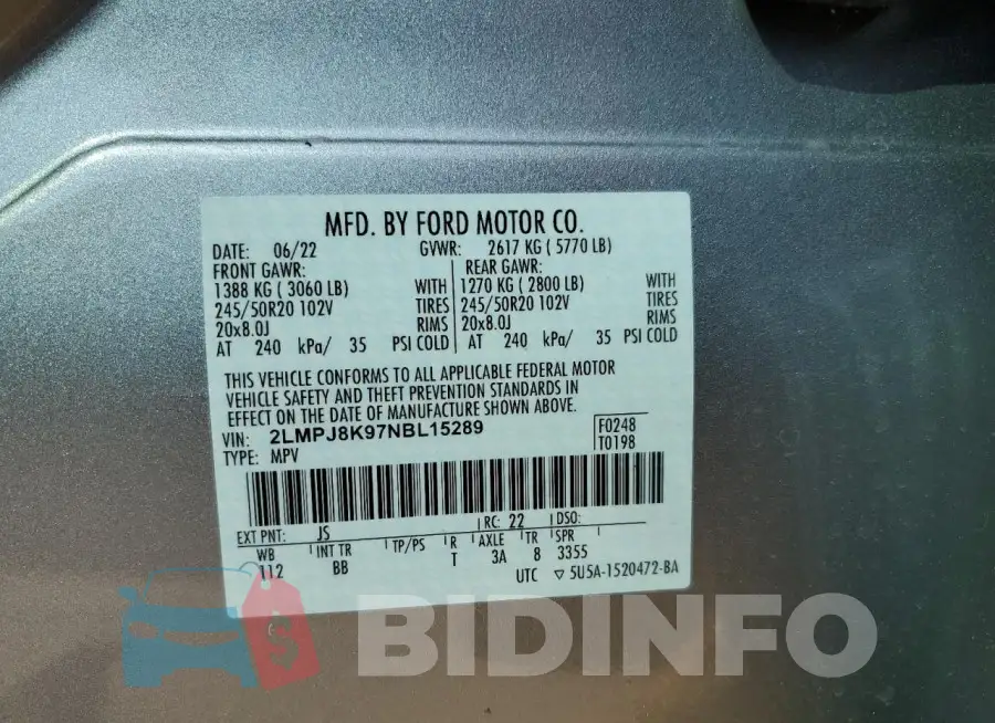 2LMPJ8K97NBL15289 Photo# 13