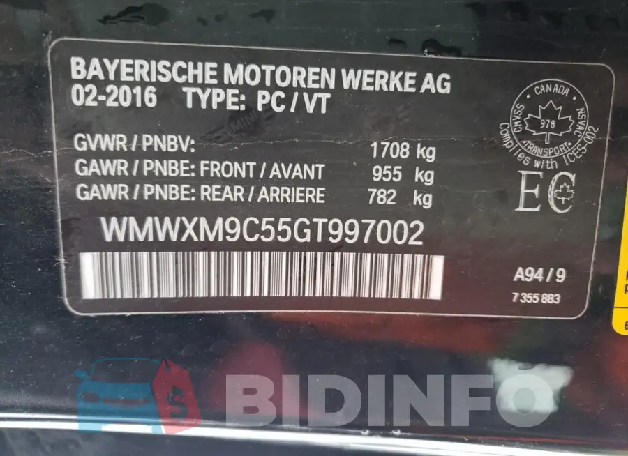 WMWXM9C55GT997002 Photo# 12