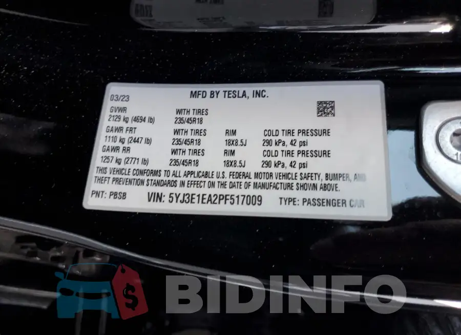 5YJ3E1EA2PF517009 Photo# 12