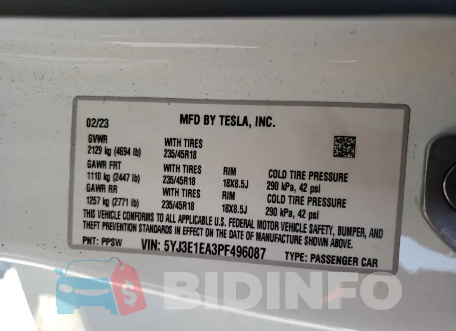 5YJ3E1EA3PF496087 Photo# 12
