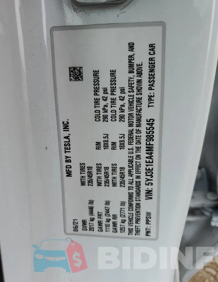 5YJ3E1EA4MF985545 Photo# 12