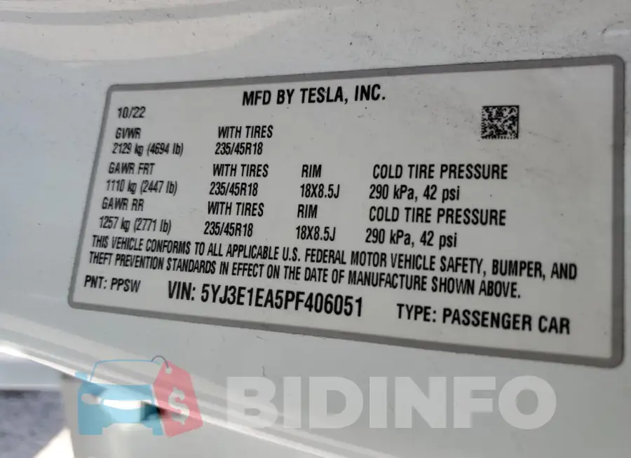 5YJ3E1EA5PF406051 Photo# 12