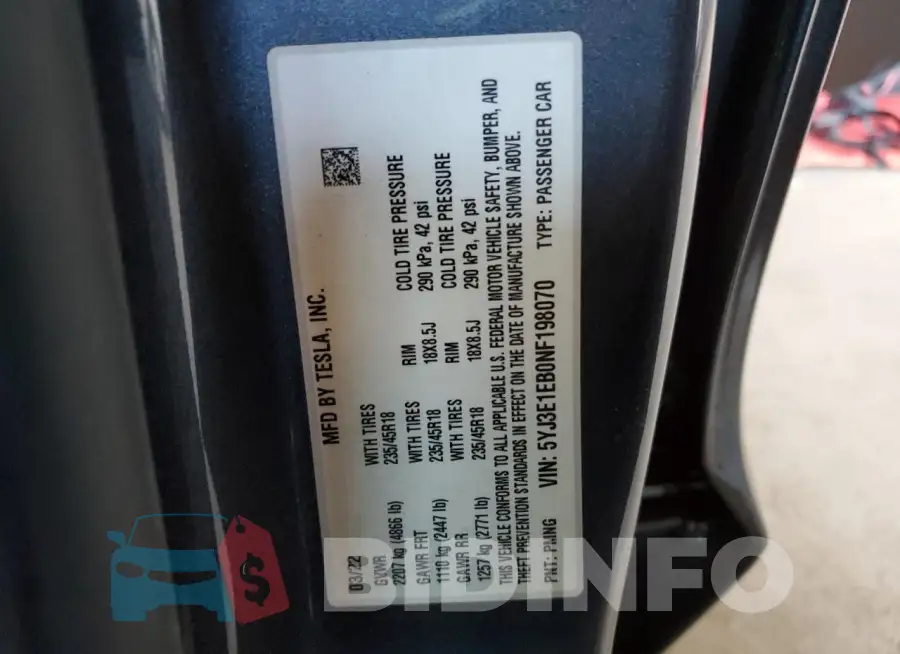 5YJ3E1EB0NF198070 Photo# 12
