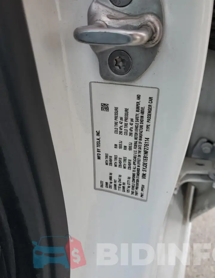 5YJ3E1EB1NF276114 Photo# 11