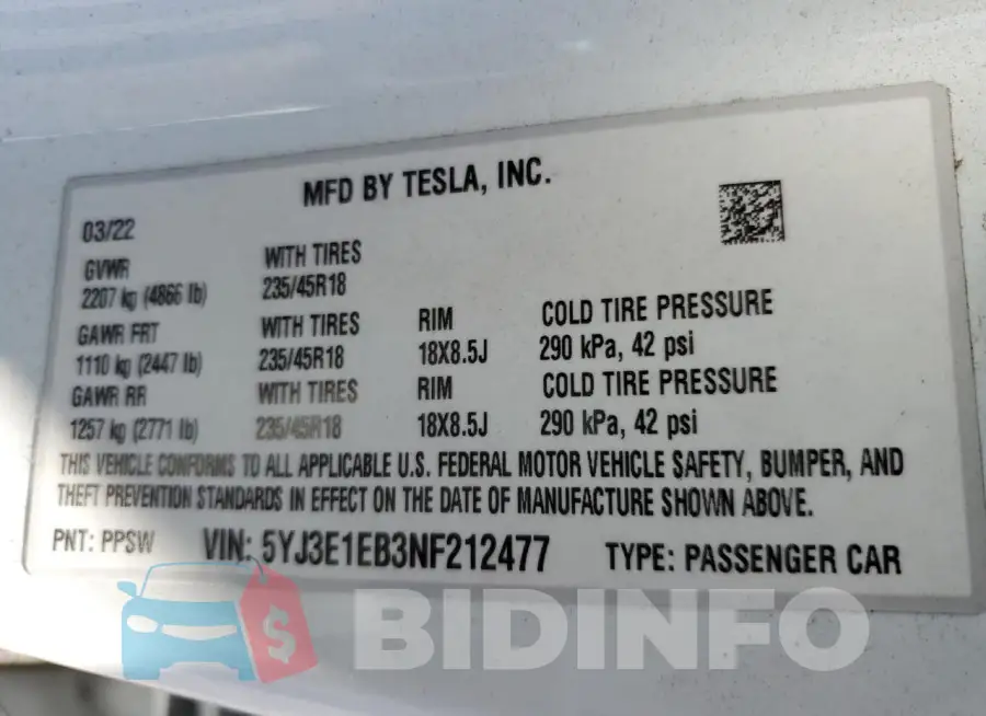 5YJ3E1EB3NF212477 Photo# 12