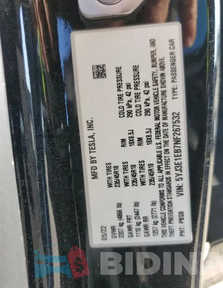 5YJ3E1EB7NF267532 Photo# 13