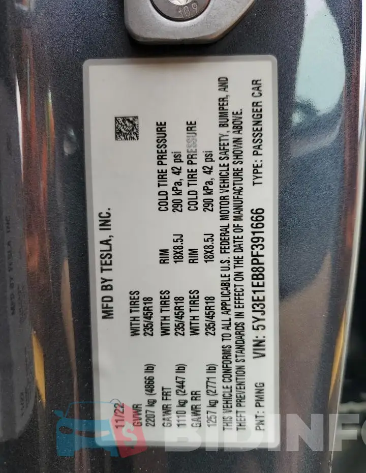 5YJ3E1EB8PF391666 Photo# 12