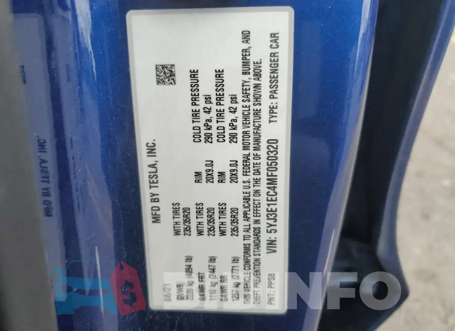5YJ3E1EC4MF050320 Photo# 13