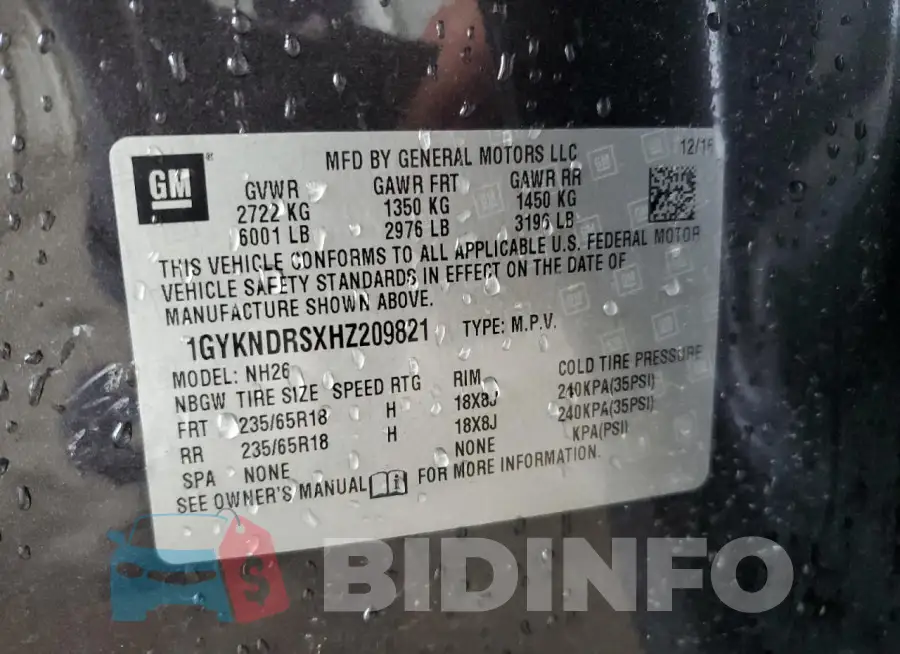 1GYKNDRSXHZ209821 Photo# 13
