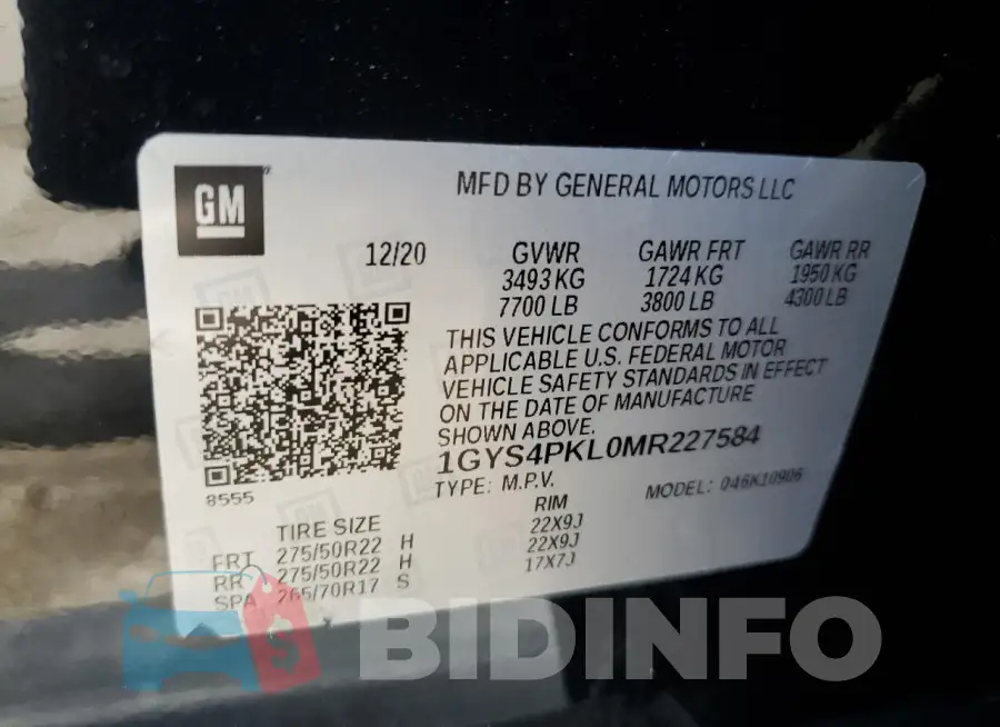 1GYS4PKL0MR227584 Photo# 13