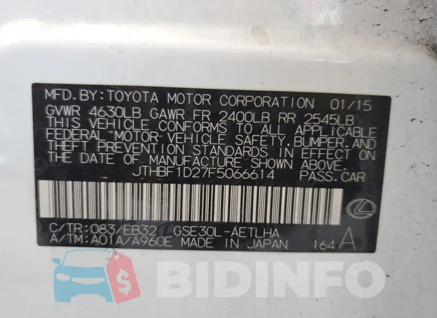 JTHBF1D27F5066614 Photo# 12