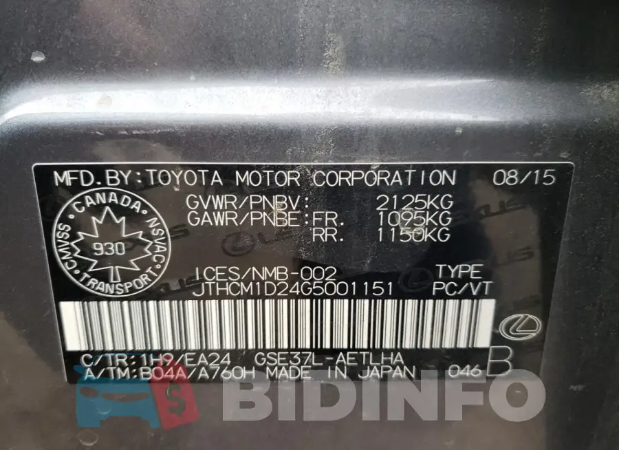 JTHCM1D24G5001151 Photo# 10