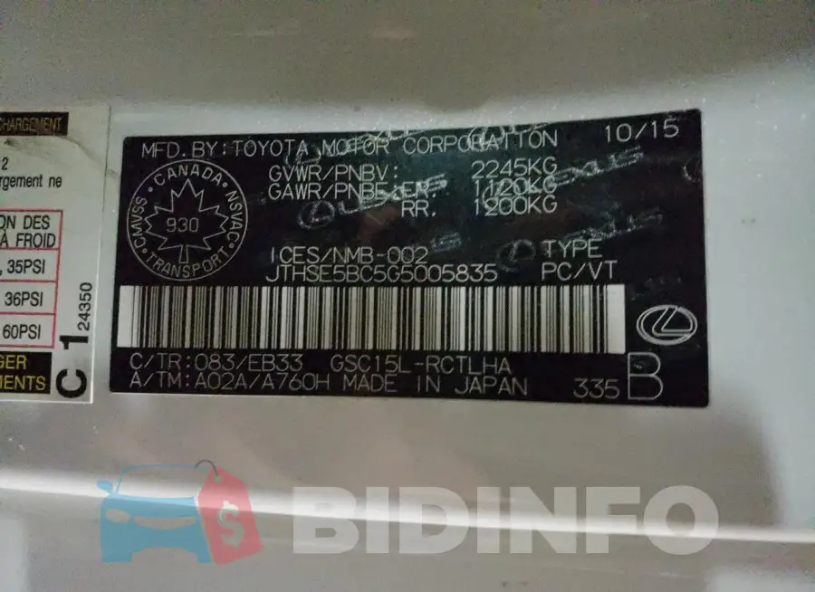 JTHSE5BC5G5005835 Photo# 13