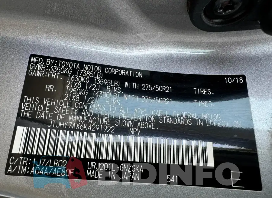 JTJHY7AX6K4291922 Photo# 10